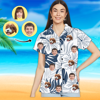 Bild von Benutzerdefiniertes Gesichtsfoto-Hawaii-Hemd – Benutzerdefiniertes Frauen-Gesichts-Hemd mit All-Over-Print-Hawaii-Hemd – Beste Geschenke für Frauen – Frohe Feiertage – T-Shirts als Weihnachtsgeschenke