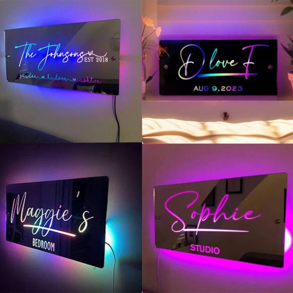 Bild von Personalisierter Namens-LED-Neonspiegel | Benutzerdefiniertes beleuchtetes Namensspiegelschild | Coole Schlafzimmerdekoration oder Partydekoration
