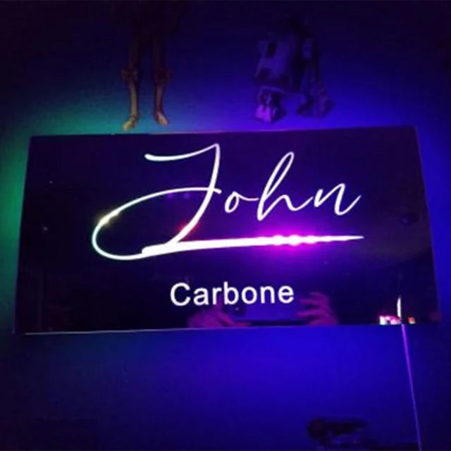 Picture of Personalized Name LED Neon Mirror | Custom Illuminated Name Mirror Sign | Cool Bedroom Decoration or Party Decoration