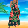 Bild von Hawaii-Kleid mit individuellem Gesicht – personalisiertes langes Sommerkleid mit Gesichtern – Sommerkleid mit individuellem Gesichtsfoto als Sommer-Urlaubsgeschenke für Damen/Mädchen – rote Blume