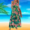 Bild von Hawaii-Kleid mit individuellem Gesicht – personalisiertes langes Sommerkleid mit Gesichtern – Sommerkleid mit individuellem Gesichtsfoto als Sommerurlaubsgeschenke für Damen/Mädchen – große rote Blume