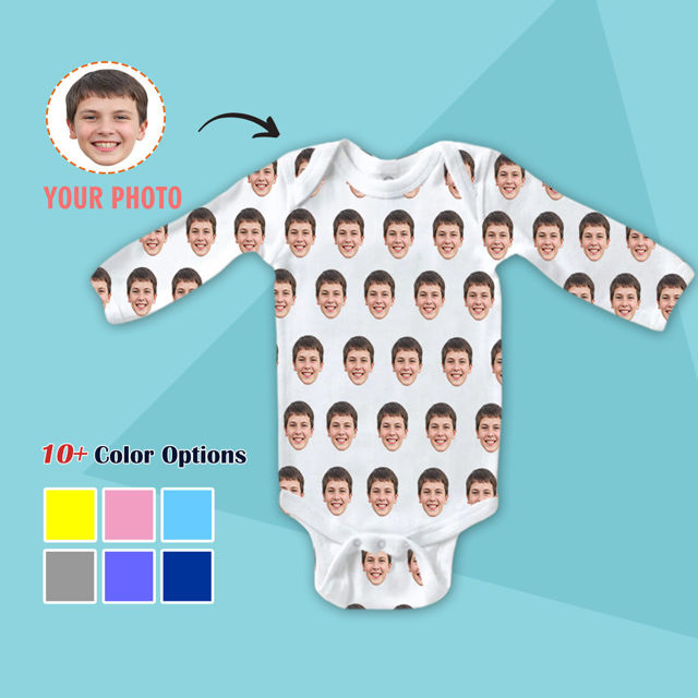 Picture of Custom baby clothing Personalized baby long sleeve onesies Custom avatar baby long sleeve onesies