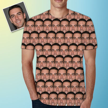 Bild von T-Shirt mit individuellem Gesichtsfoto, personalisiertes Gesicht, kurzärmlig – Multi-Avatar-Kopie-T-Shirt