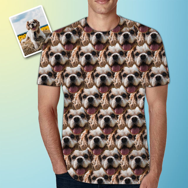 Picture of Custom Face Photo T-Shirt Personalized Face Short Sleeve – Pet Multi-Avatar Replica T-Shirt