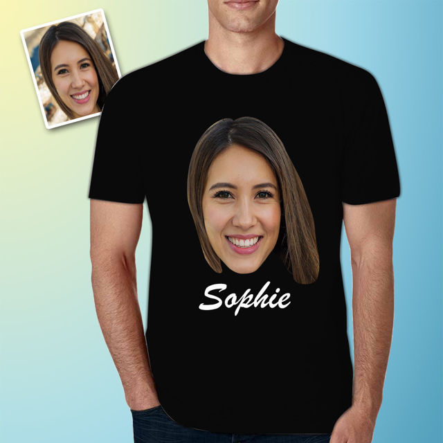 Picture of Customized Face Photo T-Shirt Personalized Avatar Custom Text Short Sleeve