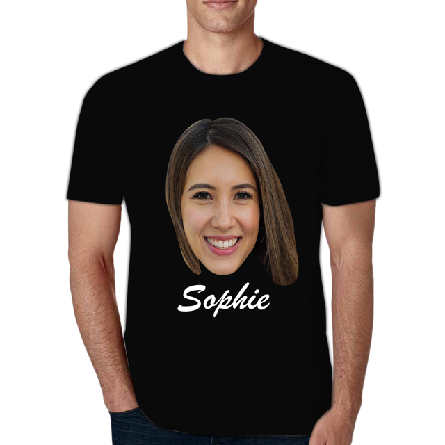 Picture of Customized Face Photo T-Shirt Personalized Avatar Custom Text Short Sleeve