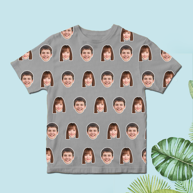 Picture of Customized face photo T-shirt personalized custom multiple avatar arrangement short sleeves