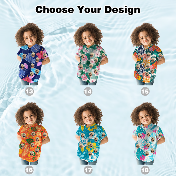 Picture of Custom Face Hawaiian Shirt for Kids - Personalized Face Photo Hawaiian Shirt for Boys - Custom Kids Hawaiian Shirt as Best Summer Gifts