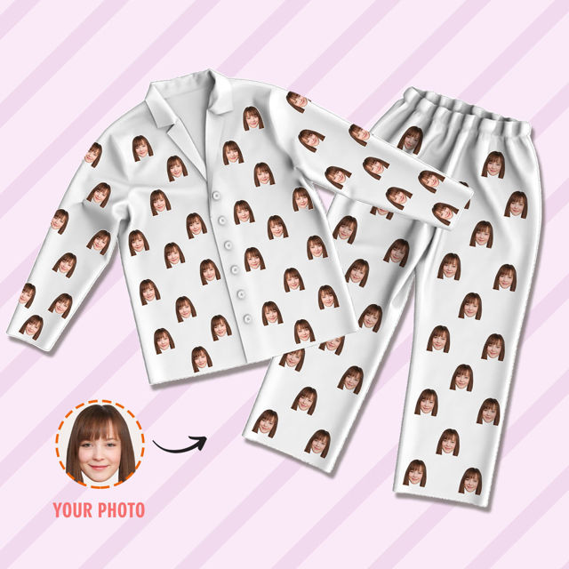 Picture of Customized pajamas Customized photo pajamas Customized family pajamas complete set