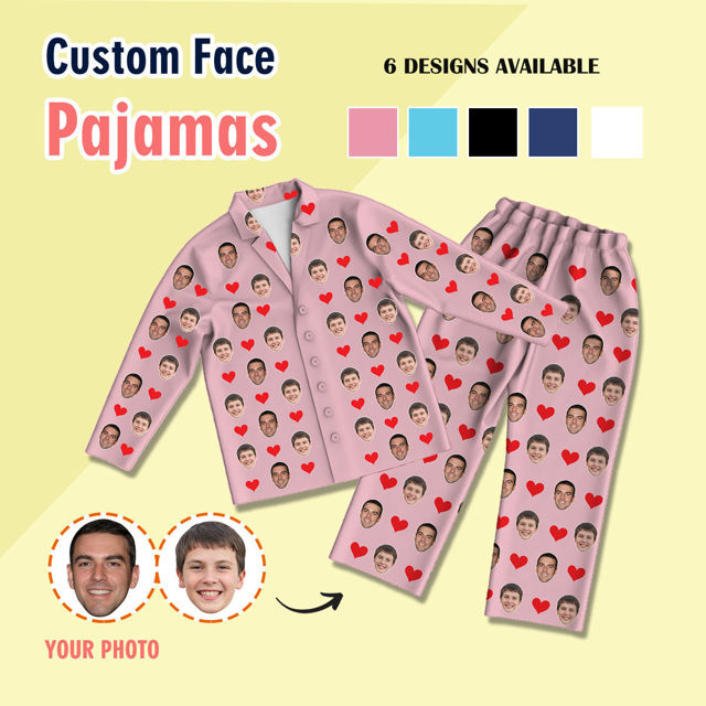 Picture of Customized pajamas Customized photo pajamas Customized family pajamas complete set - full of love