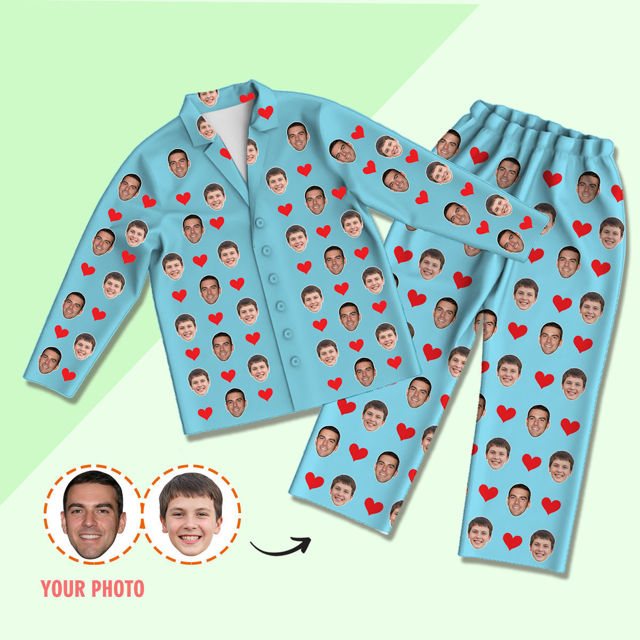 Picture of Customized pajamas Customized photo pajamas Customized family pajamas complete set - full of love