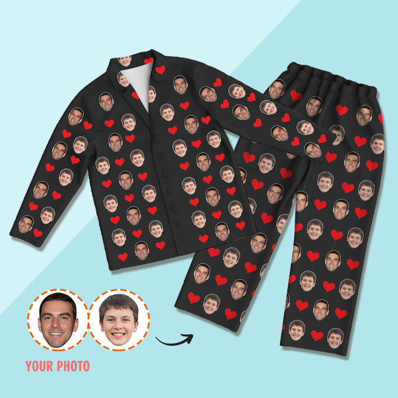 Imagen de Pijamas personalizados Pijamas con fotos personalizados Pijamas familiares personalizados conjunto completo - lleno de amor