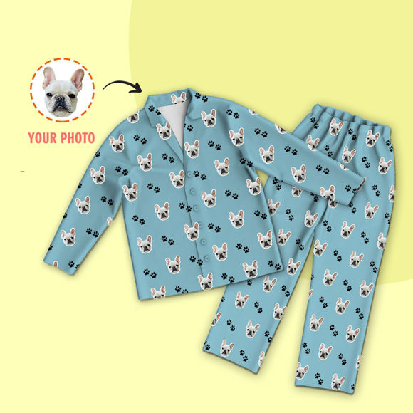 Imagen de Pijamas personalizados Pijamas personalizados con foto de mascota Conjunto completo de pijamas familiares personalizados - Patas de Perro