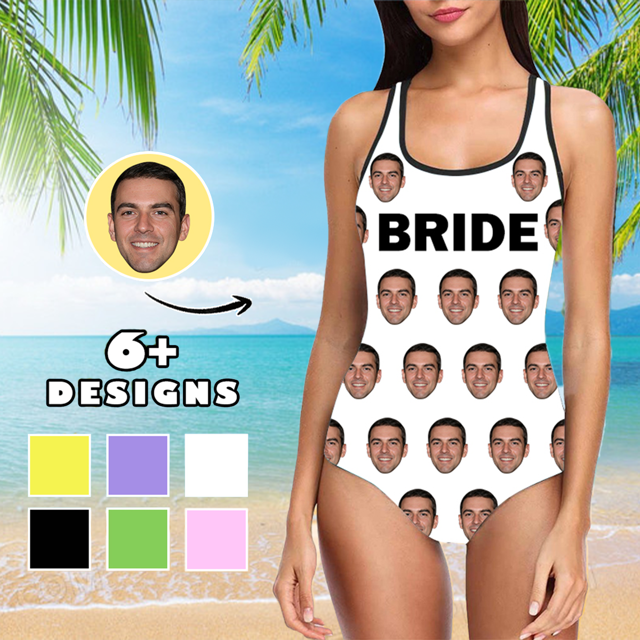 Picture of Customized personalized one-piece swimsuit with customized text & avatar color one-piece swimsuit
