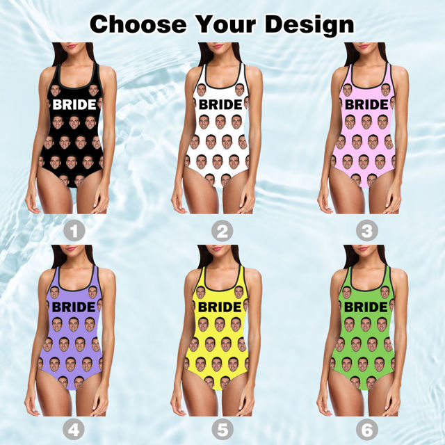 Picture of Customized personalized one-piece swimsuit with customized text & avatar color one-piece swimsuit