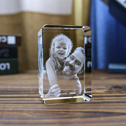Afbeeldingen van Aangepaste foto 3D-laserkristal: portret met afgeronde hoeken | Gepersonaliseerde 3D-fotolaserkristal | Uniek cadeau voor verjaardag, bruiloft, Kerstmis enz.