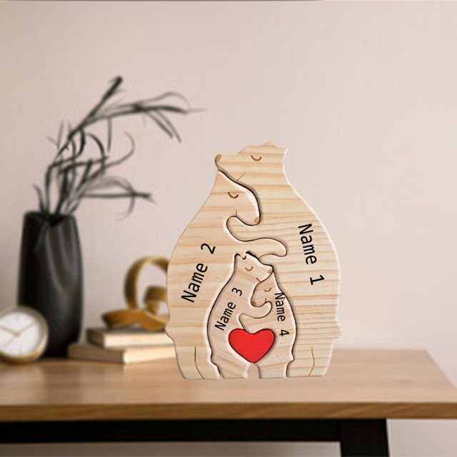 Picture of Personalized Wooden Bear Family Puzzle - Family Keepsake Home Decor Gift - Best Gift for Family