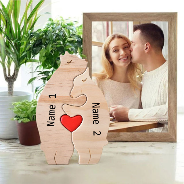 Picture of Personalized Wooden Bear Family Puzzle - Family Keepsake Home Decor Gift - Best Gift for Family
