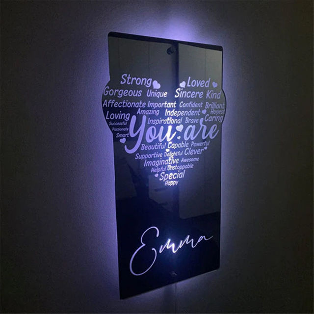Picture of Personalized name LED neon mirror | Customized illuminated name mirror | Personalized heart-shaped mirror multi-color mirror light creative gift