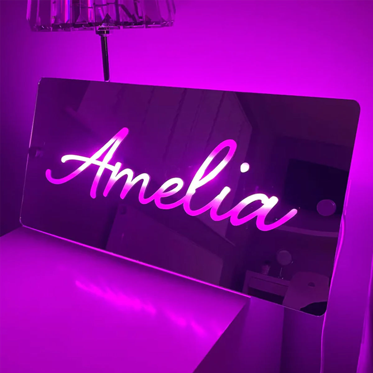 Personalized Name LED Neon Mirror | Customized Illuminated Name Mirror ...