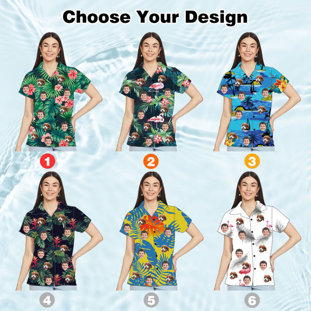 Picture of Custom Face Hawaiian Shirt for Women - Personalized Face Photo Hawaiian Shirt for Girls - Custom Women Hawaiian Shirt as Best Summer Gifts