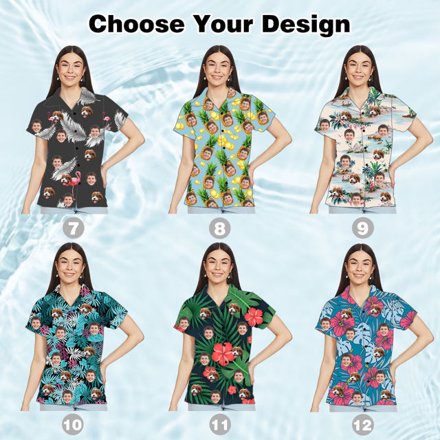 Picture of Custom Face Hawaiian Shirt for Women - Personalized Face Photo Hawaiian Shirt for Girls - Custom Women Hawaiian Shirt as Best Summer Gifts