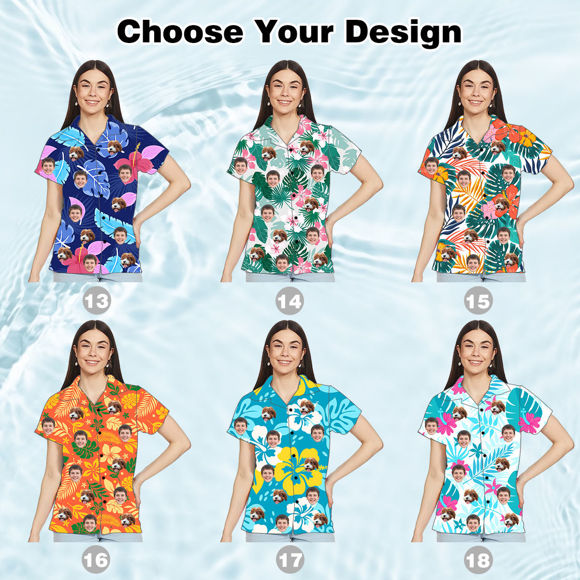 Picture of Custom Face Hawaiian Shirt for Women - Personalized Face Photo Hawaiian Shirt for Girls - Custom Women Hawaiian Shirt as Best Summer Gifts