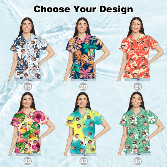 Picture of Custom Face Hawaiian Shirt for Women - Personalized Face Photo Hawaiian Shirt for Girls - Custom Women Hawaiian Shirt as Best Summer Gifts