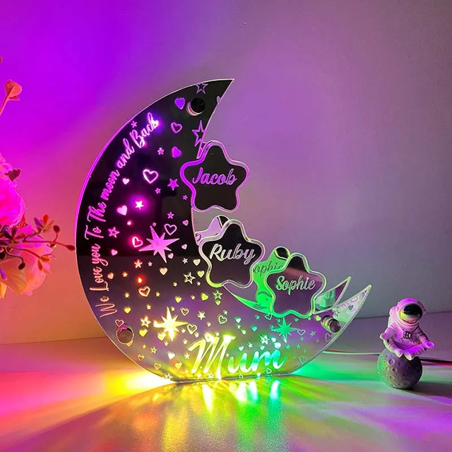 Picture of Personalized Celestial Moon Light - Custom Kid Names on The Night Light as Best Personalized Gift for Mother's Day, Family or Friends