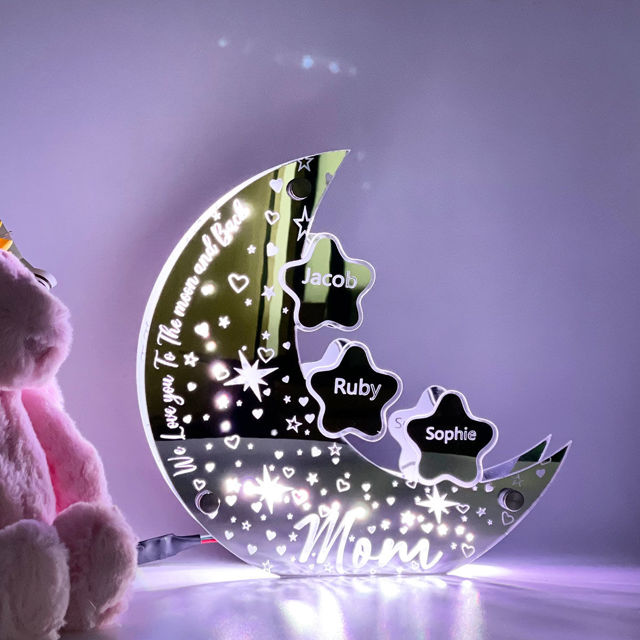 Picture of Personalized Celestial Moon Light - Custom Kid Names on The Night Light as Best Personalized Gift for Mother's Day, Family or Friends