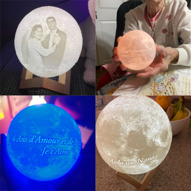 Picture of Magic 3D Personalized Photo Moon Lamp w/ Touch Control as Best Gift Idea for Your Loved Ones (10cm-20cm)