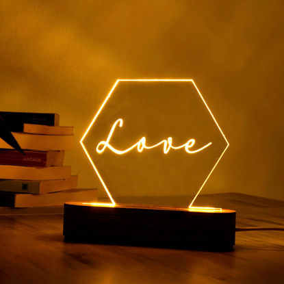 Picture of Irregular Shape Hexagon Night Light - Personalize with Custom Text