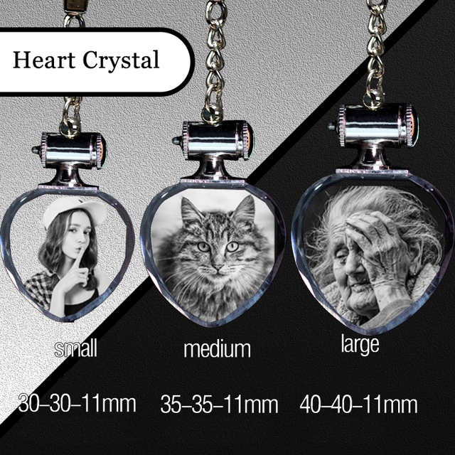 Picture of Personalized 2D or 3D Crystal Photo Keychain Gift in Heart  Shape | Custom Photo Keychain | Pet Lover Gift