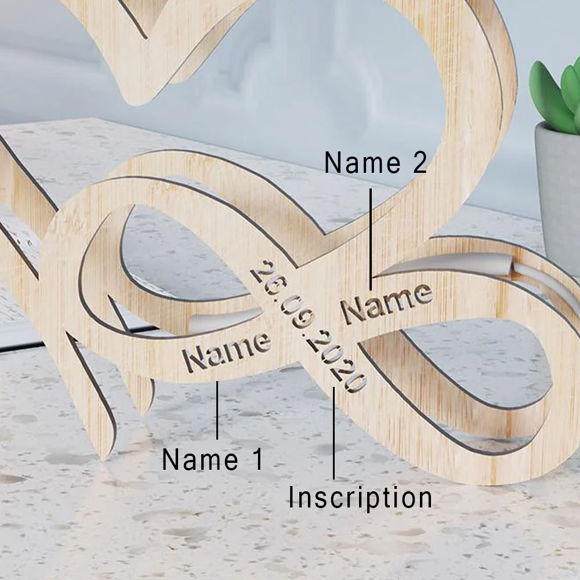 Picture of Personalized Night Lights - Custom Engraved Night Lights - Personalized Text Heart Infinity Symbol Wooden Night Lights