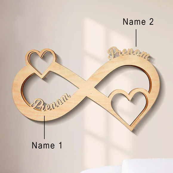 Picture of Personalized Name Night Light - Personalized Wooden Night Light - Custom Engraved Wooden Infinity Symbol Night Light