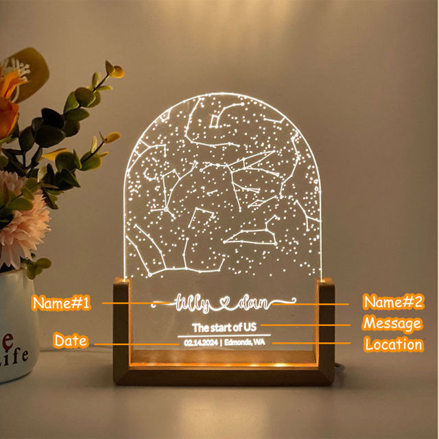 Picture of Custom Constellation Star Map Night Light - Personalized Starry Night Lamp - Constellation Chart Lamp - Anniversary Gift Idea - Best Gifts for Children or Lovers