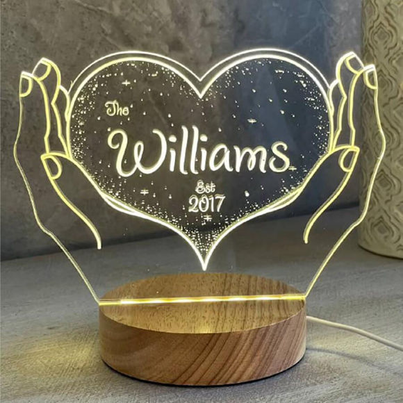 Picture of Heart Shape Night Light with Irregular Shape with Round Base - Personalized It With Your Kid's Name - Best Gift For Birthday or Christmas