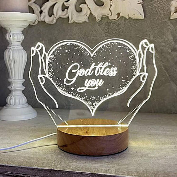 Picture of Heart Shape Night Light with Irregular Shape with Round Base - Personalized It With Your Kid's Name - Best Gift For Birthday or Christmas
