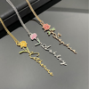 Picture of 925 Sterling Silver Personalized Colorful Birth Floral Pendant Name Necklace