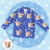 Picture of Customized pajamas Customized photo blue cat element pajamas Customized casual home pajamas complete set