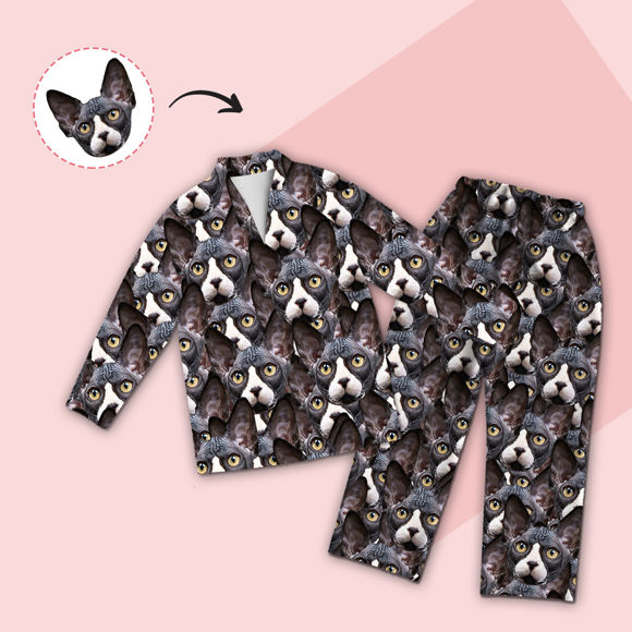 Picture of Customized photo pajamas - Customized pet pajamas - Customized pet photo pajamas with multiple heads