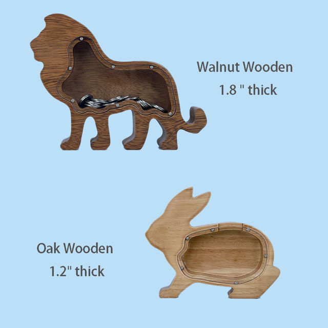 Picture of Personalized Wooden Animal Piggy Bank for Kids - Wooden Animal Coin Bank - Best Gift For Birthday And Christmas