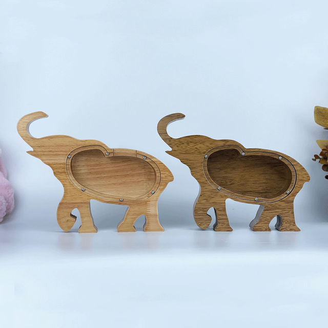 Picture of Personalized Wooden Animal Piggy Bank for Kids - Wooden Animal Coin Bank - Best Gift For Birthday And Christmas