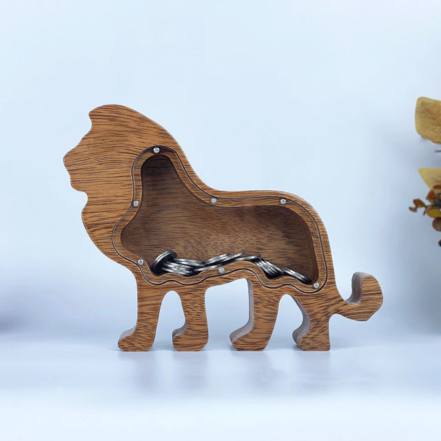 Picture of Personalized Wooden Animal Piggy Bank for Kids - Wooden Animal Coin Bank - Best Gift For Birthday And Christmas