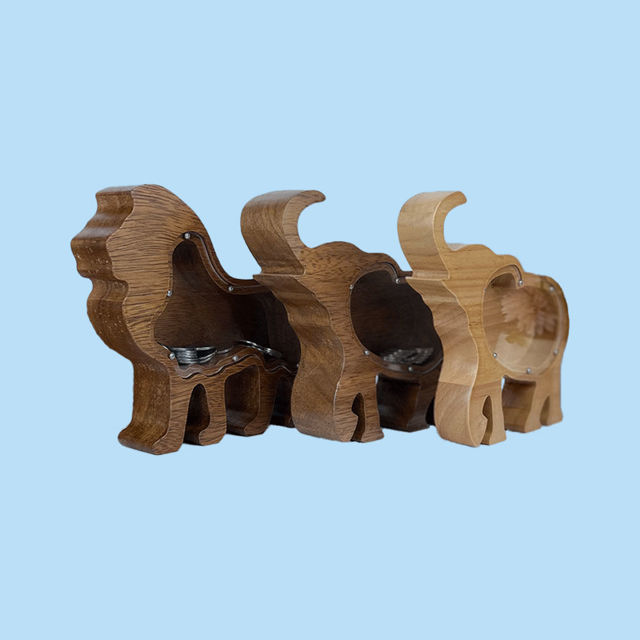 Picture of Personalized Wooden Animal Piggy Bank for Kids - Wooden Animal Coin Bank - Best Gift For Birthday And Christmas