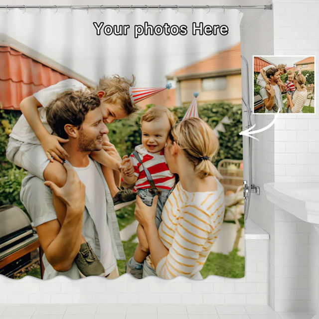 Picture of Custom Photo Shower Curtain - Personalized Couple Memorial Curtain - Bathroom Decor, Housewarming Gift - Detachable Nylon shower curtain
