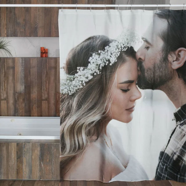 Picture of Custom Photo Shower Curtain - Personalized Couple Memorial Curtain - Bathroom Decor, Housewarming Gift - Detachable Nylon shower curtain
