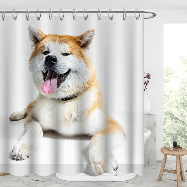 Picture of Custom Photo Shower Curtain - Personalized Pet Curtain - Bathroom Decor Housewarming Gift