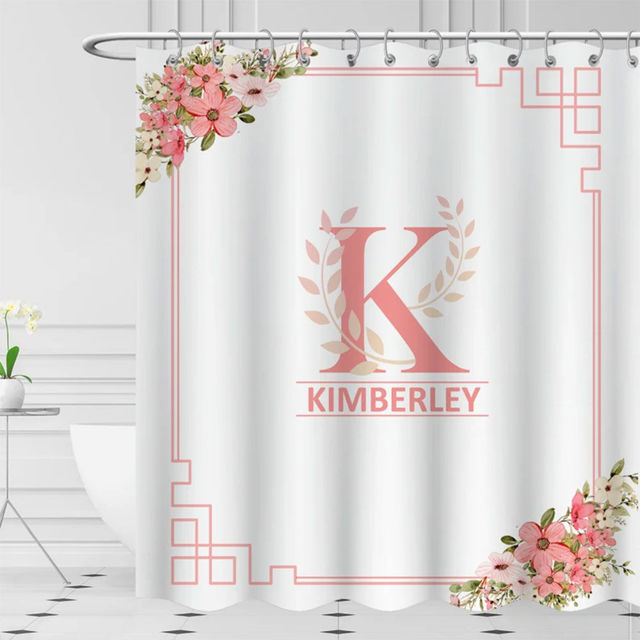 Picture of Custom Shower Curtain - Personalized Name Curtain For Bathroom Decor - Best Housewarming Gift For Family And Friends