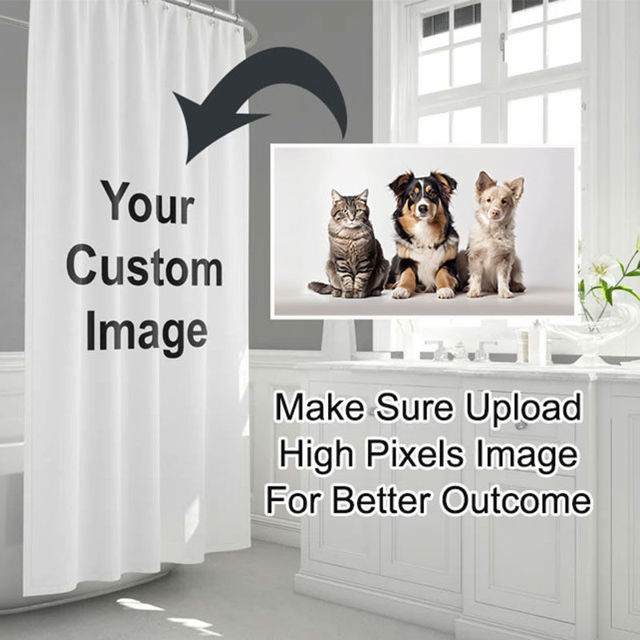 Picture of Custom Photo Shower Curtain - Personalized Pet Curtain - Bathroom Decor Housewarming Gift